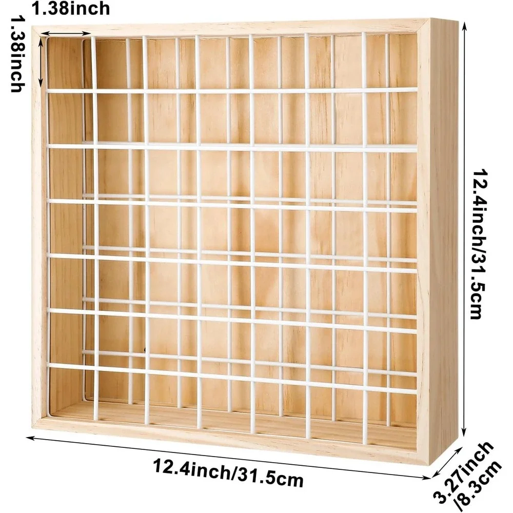 Wooden 49 Slot Wall Mount Paint Bottle Organizer Rack Craft Storage Shelf